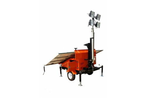 Larson Electronics 29.5' Solar LED Light Tower - (8) 300W Panels - (4) 150W LED Lamps - (20) 105aH AGM Batteries