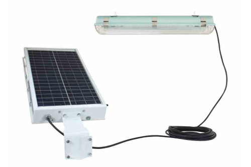 Larson Electronics 28W Solar Powered LED Light - Vaporproof - 12VDC - Motion Sensor in Fixture - 10 Hour Runtime