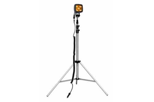 Larson Electronics 25W Amber LED Spotlight - 3.5-10' Aluminum Tripod - 2250 Lumens - IP67 - 9-60VDC - 16' Cord w/ Plug