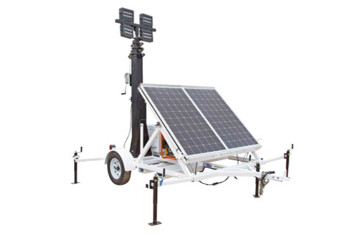 Larson Electronics 1060 Watt Solar Tower - 30' Mast - (4) 100W Lamps - Backup Diesel Genset - Timer & Dusk/Dawn