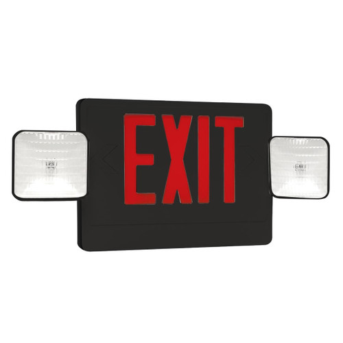 Lighting and Supplies LS-82267 LED Red Univ Exit & Emerg Combo/Black - Battery Backup