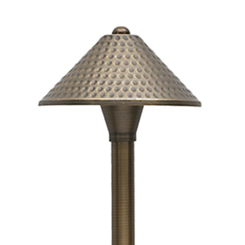 Lighting and Supplies LS-5-111 Lighting and Supplies LS-5-111 BRass Avalon Hammered Hooded Pathway/G4/12V - W/Plastic Spike 2B Landscape