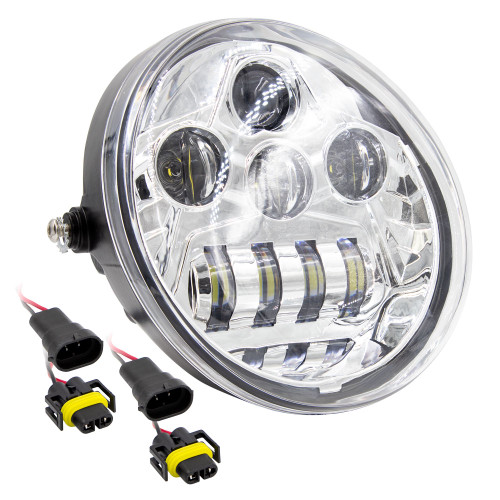 Metra BC-HDHLR2 Powersports 7 In 8 LED Oblong Oval Motorcycle Light - Chrome Front Face