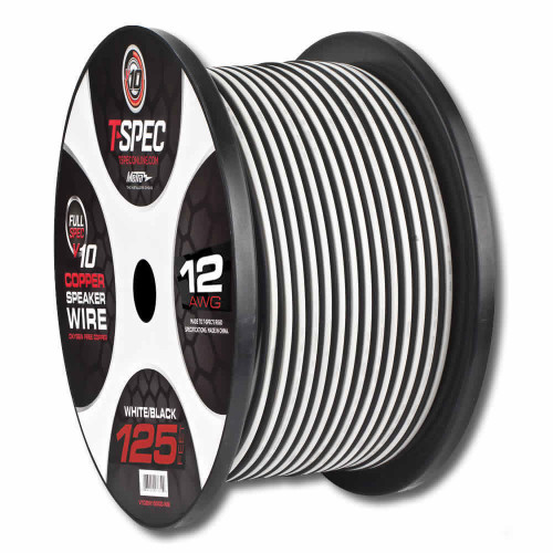 T-Spec V10SW12125-WB 12 AWG 125 FT WHITE/BLACK OFC SPEAKER WIRE - v10 SERIES