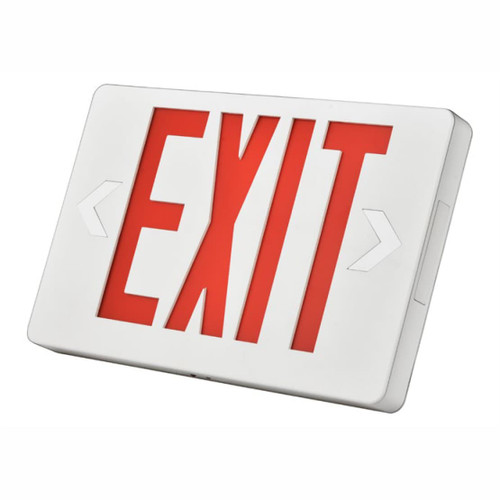 ATG LED Lighting ESC02-R1-WH-RC Emergency Exit Sign Combo, ESC02 Series, 2X1W LED, Red "EXIT", 120-277VAC, Battery: 3.6V 1000mAh Ni-MH Battery, Emergency Time: 90 mins, White Finish, W/ Remote Load