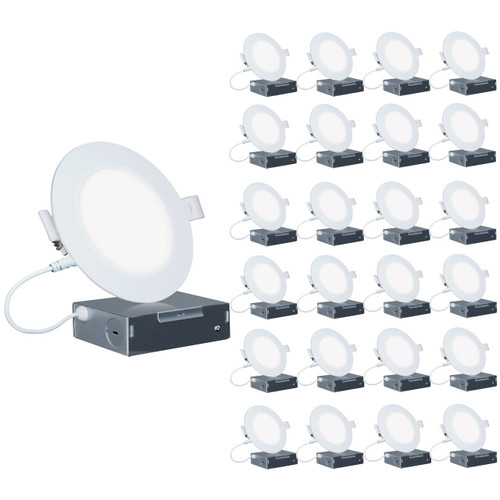 IB-001-5-9W-WH-24PK Infibrite IB-001-5-9W-WH-24PK 4 Inch 5000K Daylight 9W 750 LM Ultra-Thin Integrated LED Light Kit, Flush Mount, Dimmable, Wet Rated 24 Pack