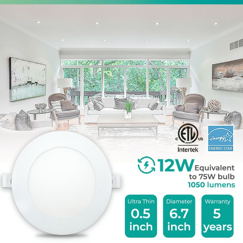 IB-002-2-12W-WH-24PK Infibrite IB-002-2-12W-WH-24PK 6 Inch 2700K Soft White 12W 1050LM Ultra-Thin Integrated LED Light Kit, Flush Mount, Dimmable, Wet Rated 24 Pack