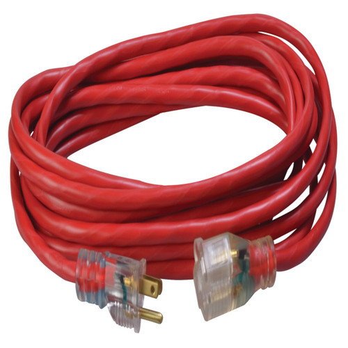 Southwire 2487SW8804 14/3 Heavy-Duty 15-Amp SJTW General Purpose Extension Cord with Lighted End, 25