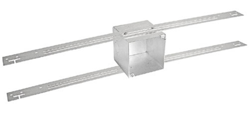 Southwire 52181-VTBAR 4 Square Junction Box with Ceiling Grid Span Bar, 3-1/2 in. Deep, 1/2 & 3/4 in. Knockouts