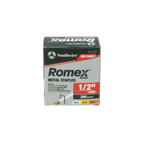 Southwire 59185940 1/2" Romex Metal Staples - 250 Pcs