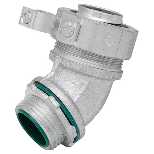 Southwire MSTR-15045-A 1-1/2" Liquid-Tight Box Connectors, 45 Deg., Alum Lug, Insulated - Malleable Iron