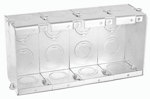 Southwire TB-425-G Four Gang Masonry Box, 2-1/2" Deep - Gangable, W/ Conduit KO's