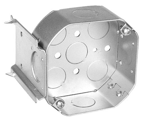 Southwire 54151-J 4" Octagon Bracketed Box, 1-1/2" Deep - Drawn, W/Conduit KO's And Fixture Ears 3-1/2" O.C.