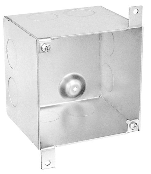 Southwire 52181-3/4-SPKR 4" Square Concrete Slab Box, 3-1/2" Deep - Welded, W/Conduit KO's
