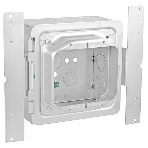 Southwire HPAB-2200 5" Square Bracketed Hinged Box Assembly, 3" Deep - Welded, W/Conduit KO's, 2G Device Ring - Raised 2"