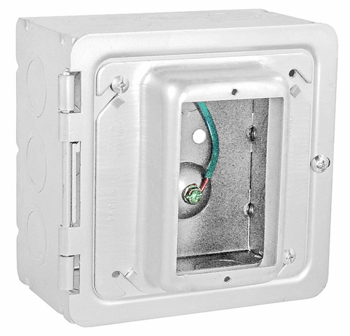 Southwire HP-1100 5" Square Hinged Box Assembly, 3" Deep - Welded, W/Conduit KO's, 1G Device Ring - Raised 1"