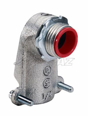 Topaz Lighting 109MI 3-1/2" 90¡ Insulated Throat Squeeze Type BX-Flex Connector