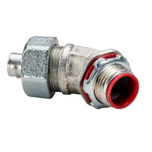 Topaz Lighting 232HDG 3/4" 45¡ Liquidtight Connector, HDG, with Insulated Throat