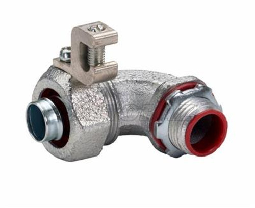 Topaz Lighting 498SGR 90¡ Insulated Liquidtight Connector with Grounding Lug