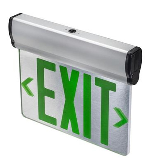 Topaz Lighting ESEL/DFS/GMR/B LED Double Face Mirror Edge Lit Exit Sign, Surface Mount, Green