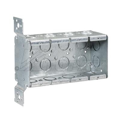 Topaz Lighting FBM74 2-1/2" Deep, 4 Gang, Masonry Box with Flat Bracket