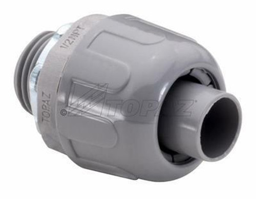 P474 Topaz Lighting P474 1-1/4 Gray Nylon Straight Liquidtight Connector