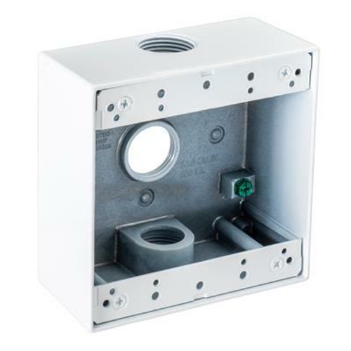 WB2375W Topaz Lighting WB2375W 3/4 3 Hole Double Gang White Weatherproof Box