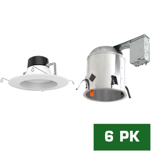 KR607950W40-6 EnviroLite KR607950W40-6 6 in LED Recessed Remodel Housing with Standard Retrofit White LED Trim Kit, 4000K 6-Pack