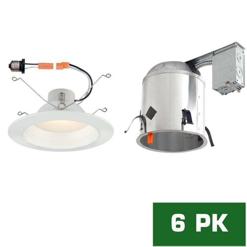 KR6731AW40-6 EnviroLite KR6731AW40-6 6 in LED Recessed Remodel Housing with LED Recessed Baffle Trim Kit, 4000k 6-Pack