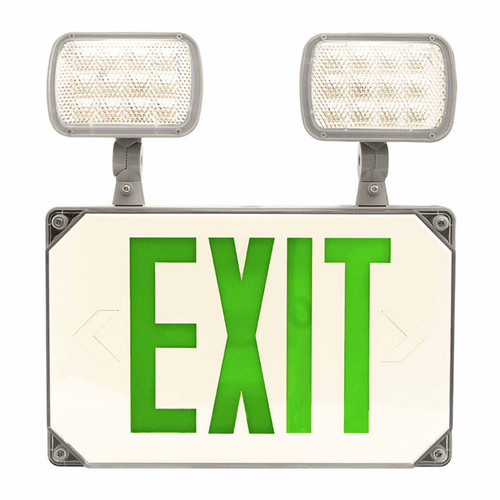 Westgate XT-CLWP-GG-EM Wet Location LED Exit/Emergency Combo Unit Single Face, Green, Gray Housing, 120/277V | Westgate at lightingandsupplies.com
