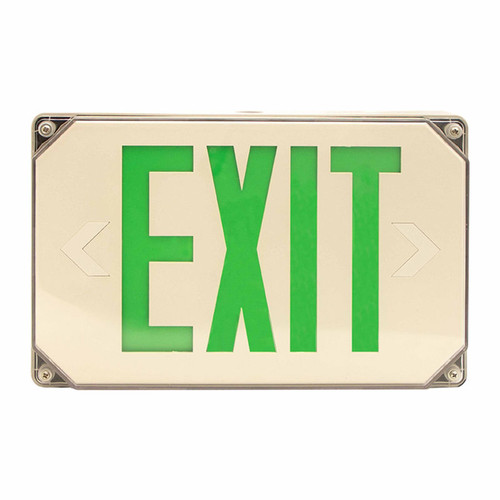 Westgate XT-WP-GG-EM Wet Location LED Exit Sign, Universal Single/Double Face, Green, Gray Housing, 120/277V | Westgate at lightingandsupplies.com