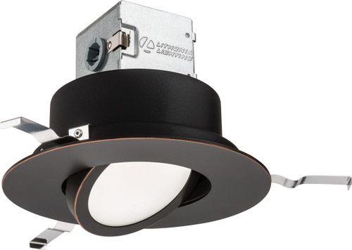 Lithonia Lighting 832577 Lithonia OneUpª 6-inch Round Adjustable Direct-Wire LED Downlight 6JBK ADJ Downlight