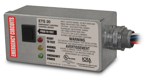 Iota Lighting 1009279 ETS20 Emergency Control Device Emergency Control Device for Multi-Fixture Auxiliary Power Applications