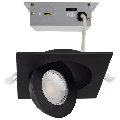 Satco S11843 9 Watt CCT Selectable LED Direct Wire Downlight Gimbaled 4 Inch Square Remote Driver Black