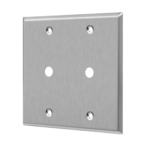 Enerlites 7742 Commercial 2-Gang Phone/Cable Metal Plate 0.406" Dia. Hole Stainless Steel
