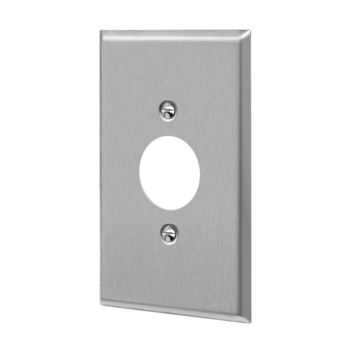 Enerlites 7751 Commercial 1 G Single Receptacle Metal Plate 1.406" Dia. Hole  Stainless Steel