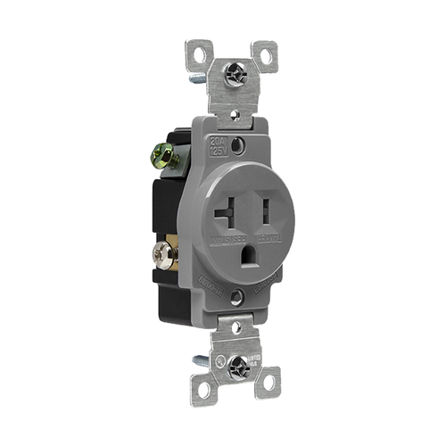 Enerlites 61200-TR-GY Commercial Tr Single Receptacle 20A 125V 5-20R Gy