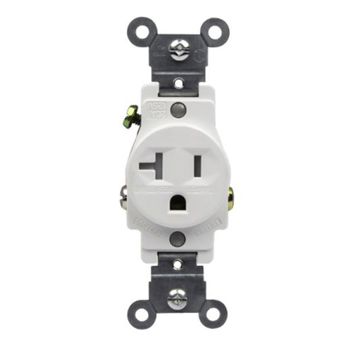 61200-TR-W - Commercial Tr Single Receptacle 20A 125V 5-20R Wh - Enerlites