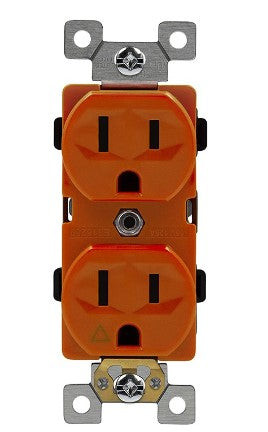 61510-O - Isolated Ground Duplex Receptacle 15A 125V 5-15R Or - Enerlites