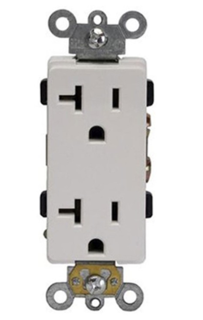 62001-W - Resi Decorator Duplex Receptacle 20A 125V 6-15R Wh - Enerlites