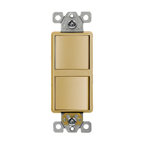 Enerlites 62834-GD Commercial Decorator Double Rocker Switch Single Pole 15A 120/277V Gd