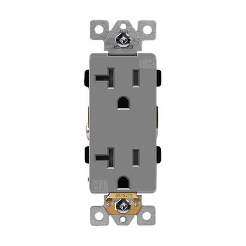 Enerlites 63200-TR-GY Industrial Grade Tr Decorator Receptacle 20A 125V 5-20R Gy