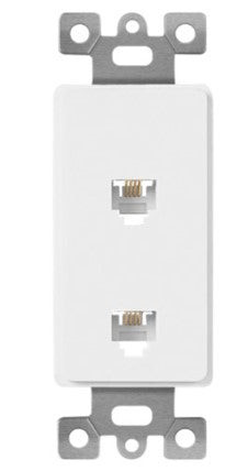 6503-LA - Molded-In Voice & Audio/Video Duplex Rj11 Jacks 4-Position 4-Conductor La - Enerlites