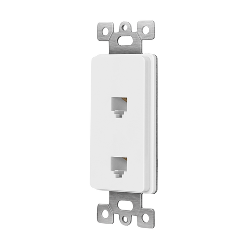 Enerlites 6503-W Molded-In Voice & Audio/Video Duplex Rj11 Jacks 4-Position 4-Conductor Wh Enerlites 6503-W Molded-In Voice & Audio/Video Duplex Rj11 Jacks 4-Position 4-Conductor Wh