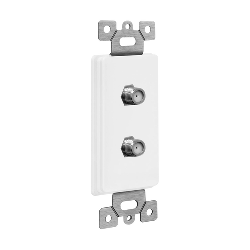 Enerlites 6506-W Molded-In Voice & Audio/Video Duplex F-Type Connector Wall Jacks F To F Wh
