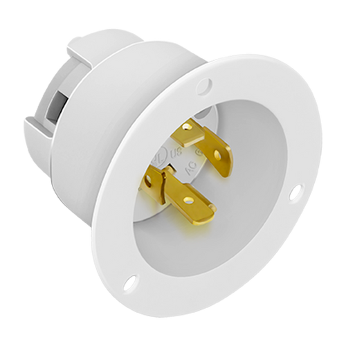 Enerlites 66423-W Industrial Grade Locking Flanged Inlet 20A 125/250V 3-Pole 4-Wire Grdounding L14-20Pfi Wh