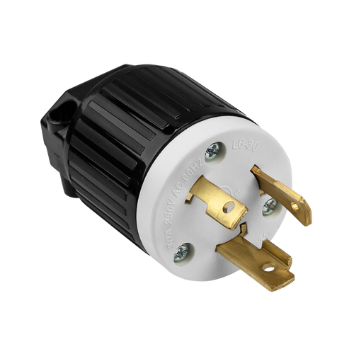 Enerlites 66461-BK Industrial Grade Locking Plug 30A 250V 2-Pole 3-Wire Grounding L6-30P Bk