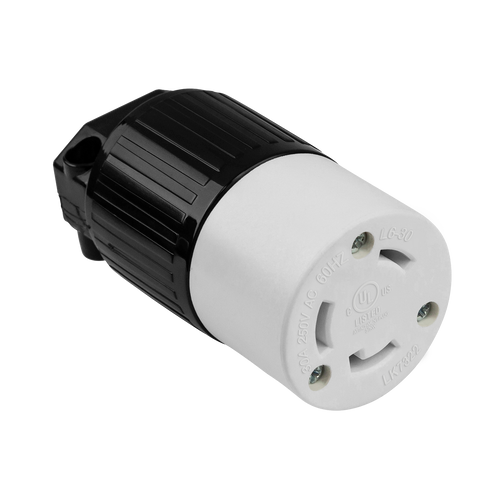 Enerlites 66462-BK Industrial Grade Locking Connector 30A 250V 2-Pole 3-Wire Grounding L6-30C Bk