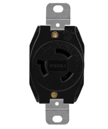 66510-BK - Industrial Grade Locking Receptacle 20A 277V L720R - Enerlites