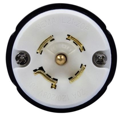 66600-BK - Industrial Grade Locking Plug 20A 120/208V 4-Pole 5-Wire Grounding L21-20P Bk - Enerlites